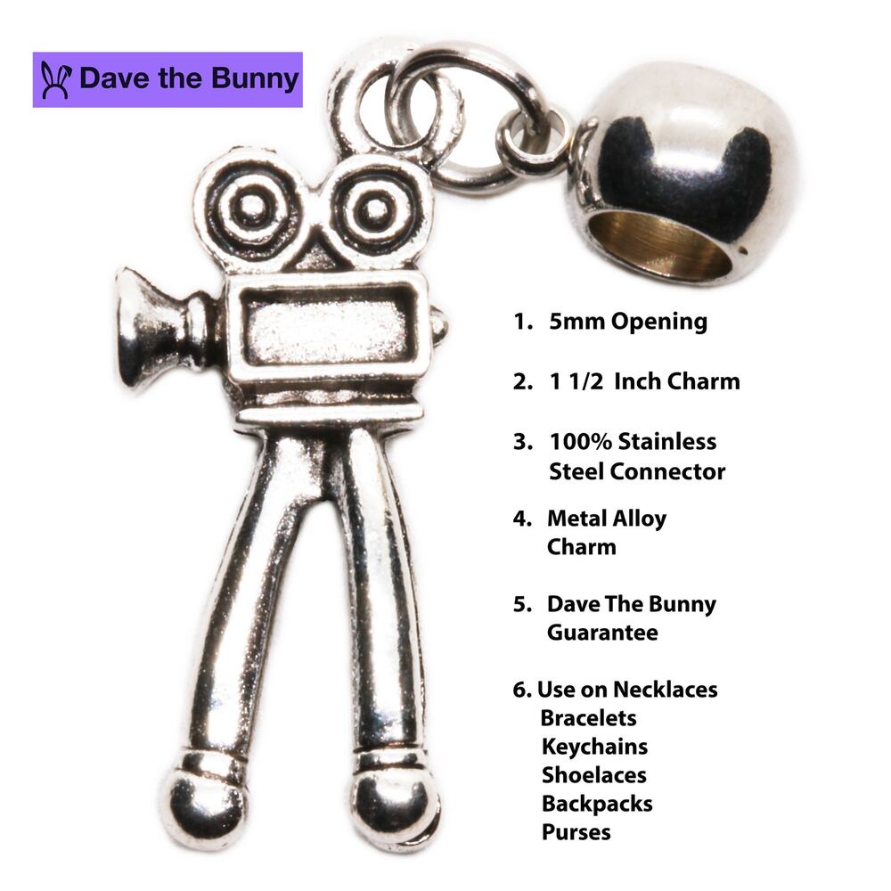 Vintage Style Action Camera Pendant Necklace For Film Fans, Silver Tone Camera - Picture 2 of 9